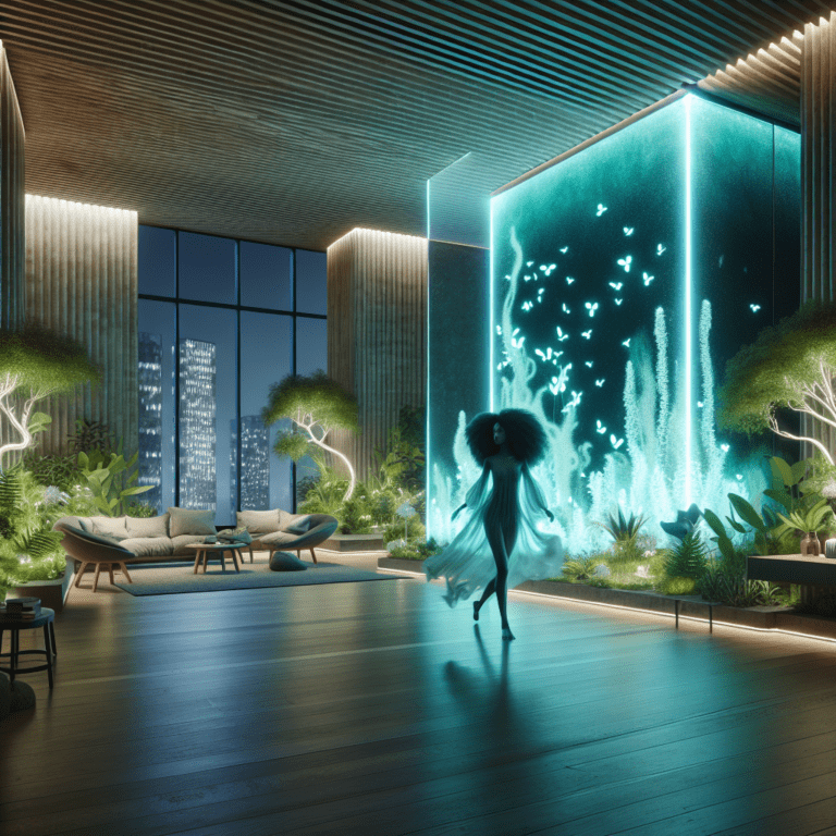 Image result for Bioluminescent interiors: glowing algae walls for gentle nighttime ambiance