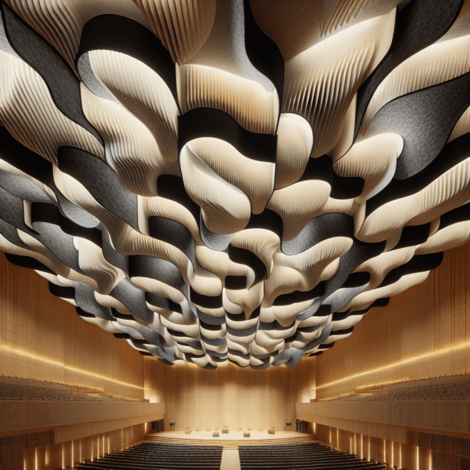 Symphonic ceilings: acoustic baffles shaped like piano keys