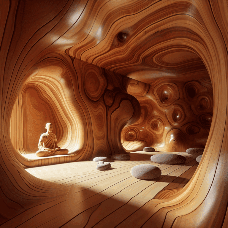 Monumental wood single: massive trunk shaped into entire rooms