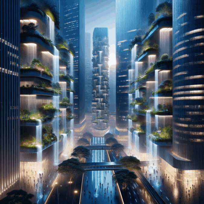 Urban waterfalls channeling: rain runoff into spectacular vertical cascades