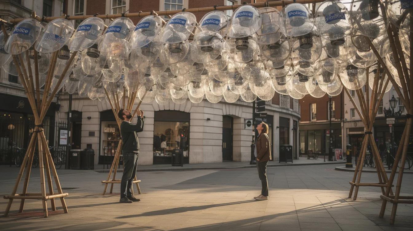 Editorial street photograph during London Design Festival on the pedestrianised Strand, viewed from just outside.