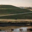 Editorial photograph of reclaimed landfill terrain on the western shore of Staten Island, New York: enormous.