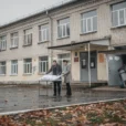 Illustrative editorial photograph at a former school in a small town in Kyiv Oblast, Ukraine, not.