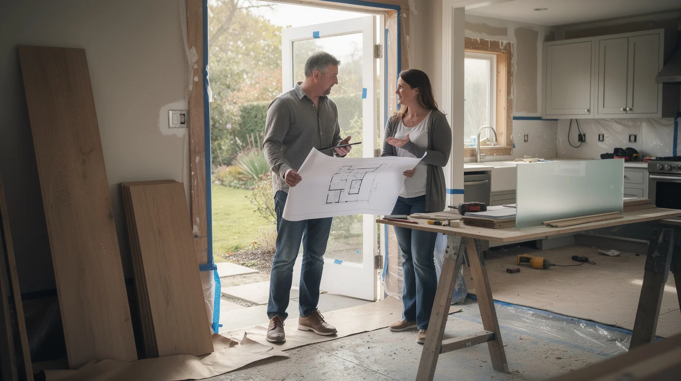 Editorial photograph inside an anonymous house undergoing residential renovation: an architect and future occupant review.