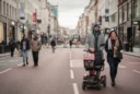 Editorial photograph on Oxford Street, central London, during the first permanent pedestrianisation phase in late October.